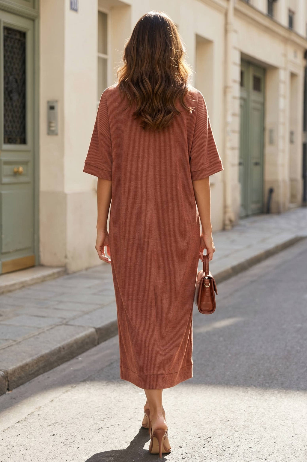 Relaxed Fit Ribbed Maxi Dress