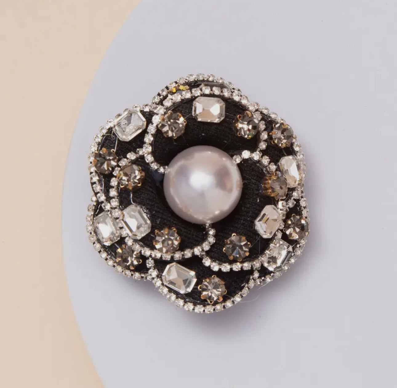 Stone Pearl Flower Brooch