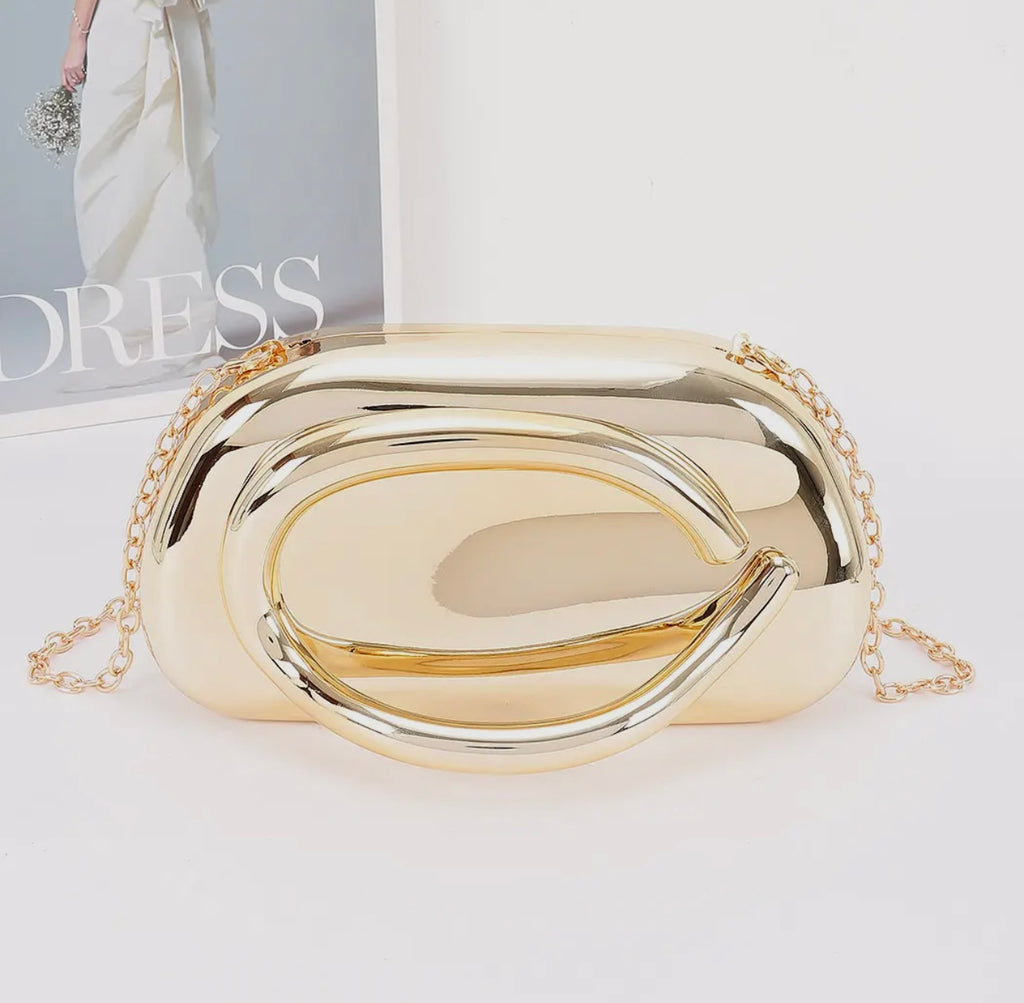 Metal Handle Case Clutch
