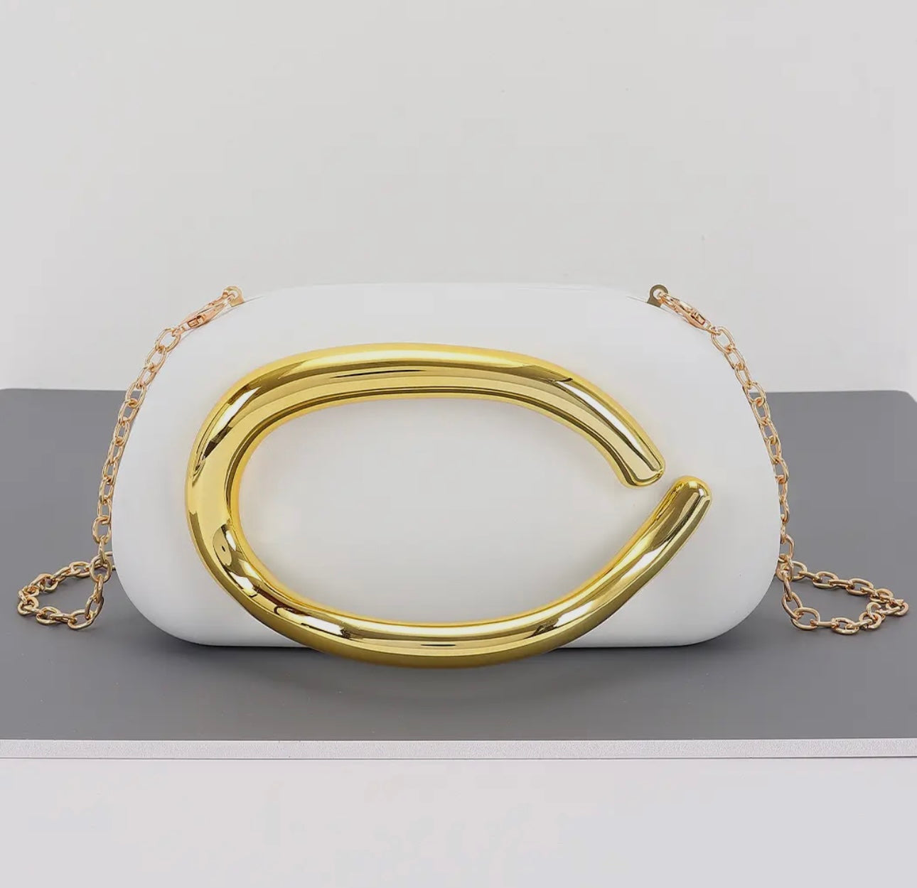 Metal Handle Case Clutch