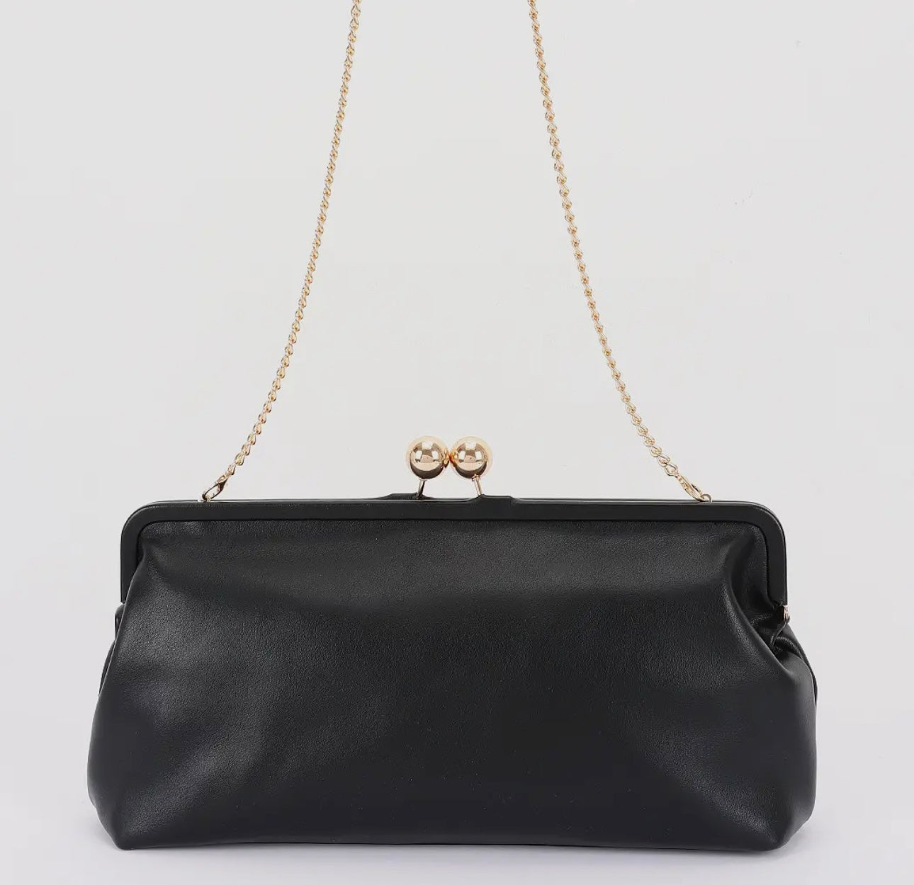 Faux Leather Frame Oversized Clutch