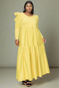 Ruffled Statement Shoulder Maxi Dress