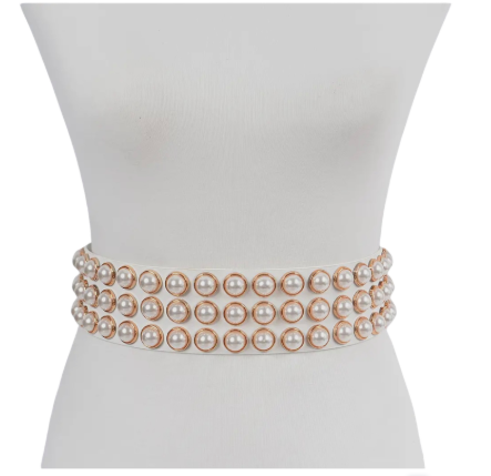 Full Pearl Studded Waist Belt