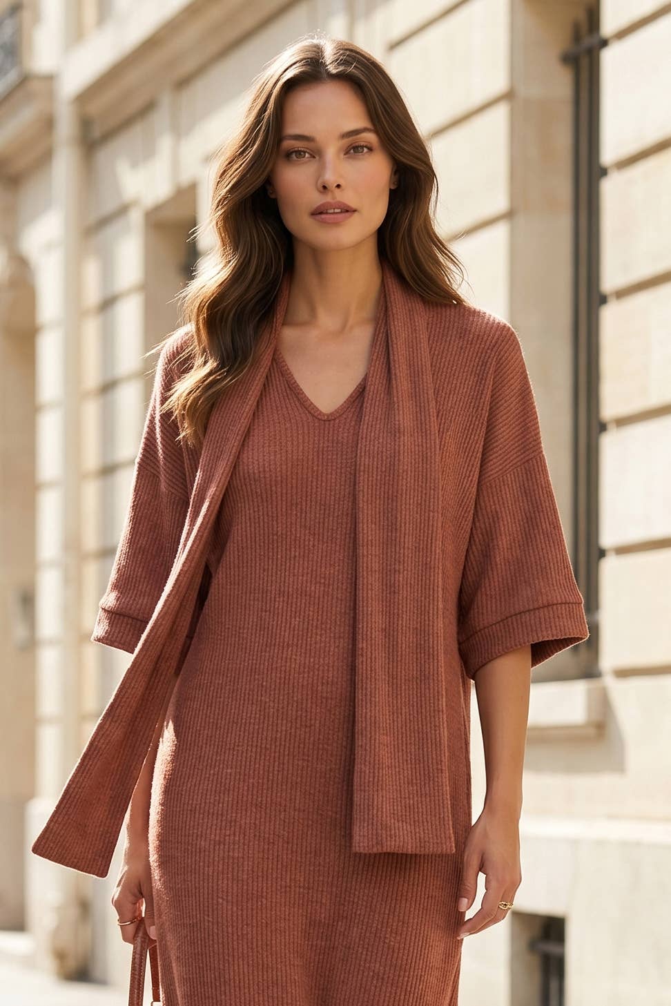 Relaxed Fit Ribbed Maxi Dress